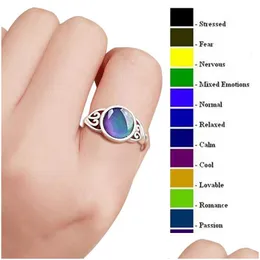 Bandringe, die 925 Silber verkaufen, Mix-Größe, Stimmungsring, ändert die Farbe entsprechend Ihrer Temperatur, offenbaren innere Emotionen, Fingerschmuck, BK-Drop-Lieferung Dh7Vx