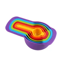 2024 6pcs/4pcs Messlöffel Set Plastik Regenbogenmilchpulver Löffel Messung Tassen Küchenzubehör Backen Kaffee -Messwerkzeuge - für