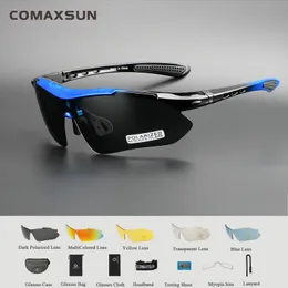 Comaxsun Professional Polarized Cycling Glasses 자전거 고글 야외 스포츠 자전거 선글라스 UV 400 5 렌즈 TR90 2 Style240328