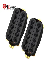 A Set Adjustable Metal Double Coil Electric Guitar Pickups Humbucker Punk Black9877636