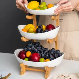 Soggiorno Casa Piatto di frutta in plastica a tre strati Piatto per snack Creativo moderno Cestino di frutta secca Caramelle Supporto per torta Ciotola Nuovo stile
