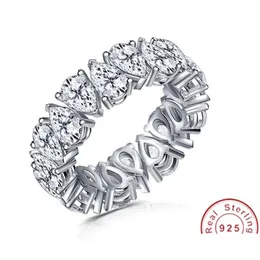 Bröllopsringar Eternity Band Ring Pear Cut AAAAA CZ Sier Color Engagement for Women Bridal Fine Party Jewelry Gift Drop Delivery Ottxe