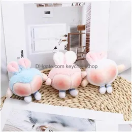 Keychains & Lanyards Ring Key Chain Personalized Honey Peach Butt Keychain P Buttocks Keyring Donkey Pendant Rabbit Ears Ass Drop Del Dhdy9
