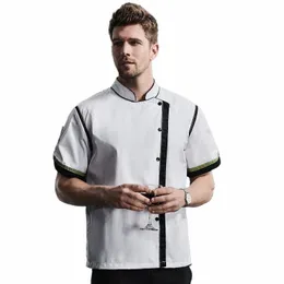 tuta da cucina uniforme da uomo manica corta traspirante abbigliamento estivo chef hotel catering 19uD #