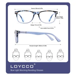 Loycco Blue Light Blocking Anti Eyestrain Flexible Square Readers for Women Reading Glasses