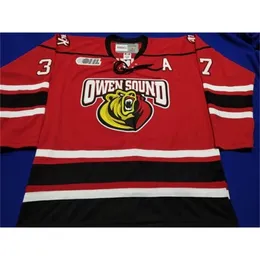 Maglia da hockey 24S 40Retro Ricamo di alta qualità Personalizza Owen Sound Attack Road Ricamo cucito Personalizza maglie con nome