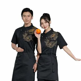 Chef uniforme masculino de manga curta catering restaurante cozinha roupas verão bolo pastelaria padeiro workwear feminino k6bq #