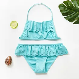 Neuankömmlinge Girl Badebode Hollow Out Children Badeanzug 3 ~ 14 Jahre Mädchen zweiteiliger Bikini Kinder Beach tragen Biquini Infantil-St107mix