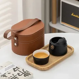 Tianview 230ml كوب سريع Travel Tea Set Highgrade Companion Gift Outdoor Camping Portable Business With Tray 240325