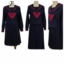 Высокое КАЧЕСТВО черный темно-синий школьница JK Uniform Японский класс Sailor Школьная форма Студенческая одежда Sailor плиссированная юбка lg T4EJ #