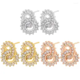 Stud Earrings ZHUKOU 8 Shape For Women Cubic Zirconia Fashion Studs Wholesale Summer Piercing VE805