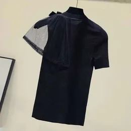 T-Shirt Kadınlar Shintimes Bow Tshirt Kadınlar Mesh Siyah Kısa Kollu T Kadın Giysileri İnce Yaz Üstleri rahat tişört femme 23