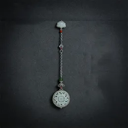 Originale naturale e giada rotonda pulsante Ruyi pendente apribile vintage lunga catena nappa gioielli in argento 925 accessori Hanfu 240315