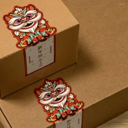 Envoltório de presente 50 unidades/pacote chinês sorte selagem etiquetas decoração adesivos riqueza leão dança ano adesivo para caixa cozimento pacote de bolo