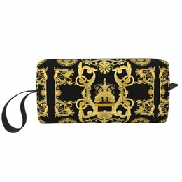 baroque Prints Greek Ornament GoldenMeander Meandros VINTAGE Makeup Bag Women Travel Cosmetic Organizer Storage Toiletry Bags c8G1#