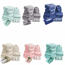 8 PCSトラベルオーガナイザー収納バッグ衣類靴の整頓されたポーチ防水ポータブルレージスーツケースパッキングケースU41R＃