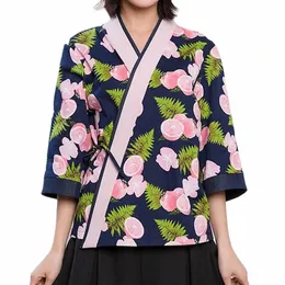 Stile giapponese Servizio di ristorazione Abbigliamento Donna Sushi Chef Giacca Nuova divisa da lavoro Chef Progettato Abito da cuoco femminile Kimo giapponese x6c0 #