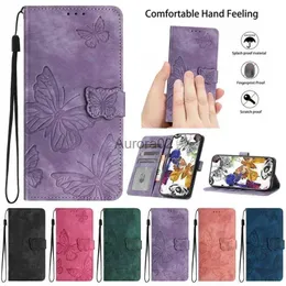 Mobiltelefonfodral A54 A34 A53 5G CASE 3D Butterfly Leather Wallet för Samsung Galaxy A14 A24 A04S A73 A33 A23 A13 Cover YQ240330