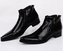 Botas de tamanho grande eur46 serpentina azul / preto pontiagudo para vestir sapatos mensagens de tornozelo