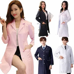 Partihandel högkvalitativ flerfärgad veterinärskrubb LG Sleeve Medical Uniform Nurse Coat tandläkare Vita rockar smala uniformer o00i#