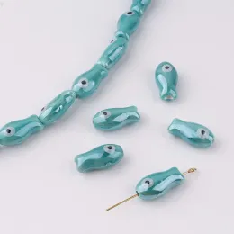 10pcs 10x20mm Fish Shape Ceramic Beads For Jewelry Making Cute Animal Loose Ceramics Bead DIY Bracelet Earring Necklace Pendant