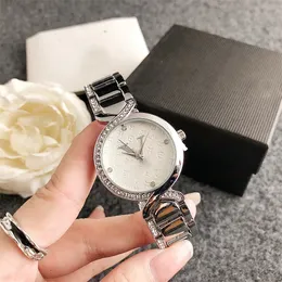 Moda relógio de cristal diamante dial autômato eletrônico senhoras relógio idêntico todo aço inoxidável 32mm relógio de alta qualidade com caixa de presente