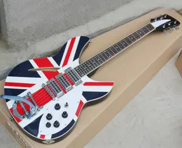 Guitarra elétrica tremolo azul com padrão de bandeira, escala de madeira jacarandá, comprimento 527 mm, pode ser personalizado conforme solicitação 3940165