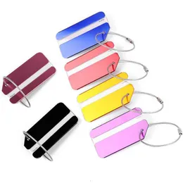 Nyckelringar Lanyards Aluminiumlegering Metallnyckelkedjor Lage Tag Travel Etikett Suitcase ID Namn Adress Identifiera nyckelringar Tillbehör L23 DHUVY