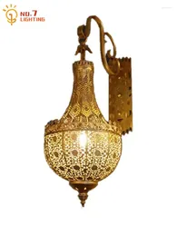 Настенные светильники Юго-Восточной Азии Экзотическая золотая блестящая лампа LED E27 Промышленное искусство Декоративная установка Ресторан Клуб El Stairs Villa
