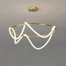 LED Music Notes Gold Dimmable Ceiling Chandelier Lighting 2024 New Trend Hanging Lamps Lustre Para Sala Estar For Dinning Table