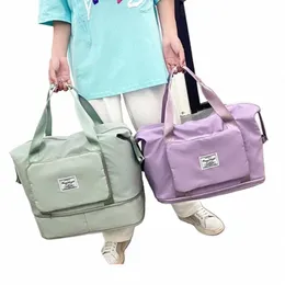 Дорожная сумка Женская складная сумка на плечо Высокое качество Сумка с двойной молнией Expansi Bag Большая женская Fi New Lage K2nh #