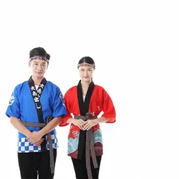 Japanischer Stil Chef Mantel Sushi Uniform Restaurant Kimo Kochhemden Kellner Kellner Arbeitskleidung Tops Overalls Chef Jacken U52d #