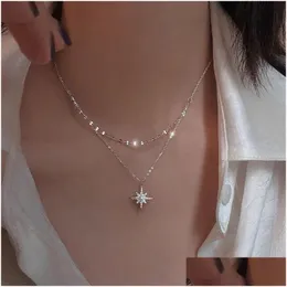 Anhänger Halsketten Koreanische Mode Mti-Schicht Mond Stern Mtilayer Schlüsselbein Halskette Frauen Gold Elegante Schmuck Großhandel Drop Lieferung Stift Dhaxu