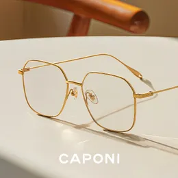 Caponi Titanyum Alaşım Fame Gözlükleri Kadınlar Mavi Işık Engelleme Gözlükleri Marka Tasarımı Hafif Gözlükler Zincirle 10320