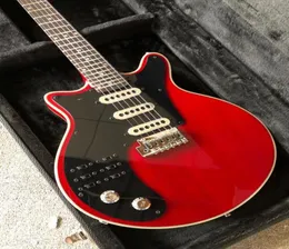 Guilda canhota BM Brian May Wine Red Guitarra Elétrica 3 Single Pickups QUEIMAS Tremolo Bridge 6 Switch Chrome Hardware 6339403