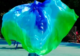Yeni% 100 İpek Göbek Dans Peçe 3 renkli gradyan peçe toptan yeni tasarım dans performansı sahne el-döküm ipliği 200cm-400cm