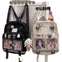 japanese Secd Element Backpack Teenage Girls School Bags Nyl Backpack Women Shoulder Bag Transparent Pocket Itabag Mochila x67i#