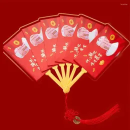 التماثيل الزخرفية جيوب أموال جيوب الإبداع السنة مروحة الشكل المهرجان الصيني الربيع Wish Lucky Gift Bag 2024 Red Pocket Onversion Hongbao