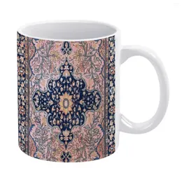 Tazze Sarouk Antico tappeto persiano occidentale Stampa Tazza bianca Ceramica Creativo Tappeto vintage Etnico orientale Geom