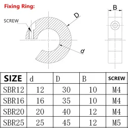 SBR12/16/20/25mm Linear Schaft Stoppkragen Wellenlimit Fixing Ring Aluminiumlegierung CNC 3D -Teile Linearer Schienenlager