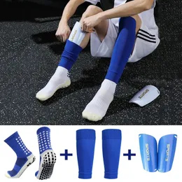 A Set Hight Elasticity Soccer Shin Guard Sleeves Adults Soccer Pads Trusox Anti-Slip Socks Legging Cover Sports Protective Gear 240322