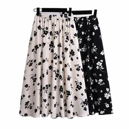 175kg Plus Size Women's Summer Loose Floral Chiff A-Line Skirt Hip 175 Apricot Black 5XL 6XL 7XL 8XL 9XL 10XL 951J#