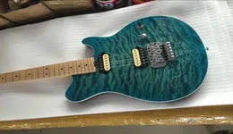 Atualizado Edward Van Halen Wolf Music Man Ernie Ball Axis Azul Verde Acolchoado Maple Top Guitarra Elétrica Floyd Rose Tremolo Bridge Hi7512961