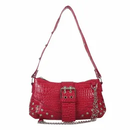 Mulheres Fi Ladies Bag Gótico Punk Bag Cool Style Trendy Rock Girls Handbag Y2K Rivet Chain para viagens Vacati Daily F1R8 #