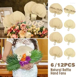 Estatuetas decorativas 6-24 unidades, leques de mão de ráfia natural, folhas de palmeira secas de bambu para casamento, chá de bebê, decoração de parede de fazenda, verão