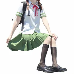 Stile Anime giapponese JK Top College Style Uniforme giapponese Camicia a maniche corte Vestito estivo Marinaio Outfit Gonna Uniforme Cosplay T9bE #