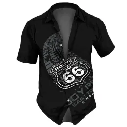 2023 Men'S Shirts Route 66 Vintage Hawaiian Shirts New High Street Shirts Summer Casual Shirts Hip Hop Party Men Clothing Tops
