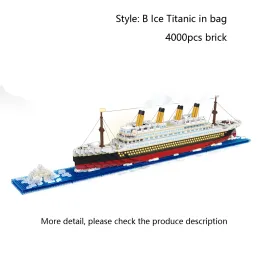 Kenntnis gebaute Titanic Iceberg Model Ship Building Blocks Set Spielzeug Micro Mini Ziegel für Erwachsene Mädchen versammeln Eisliebe Kreuzfahrtschiff