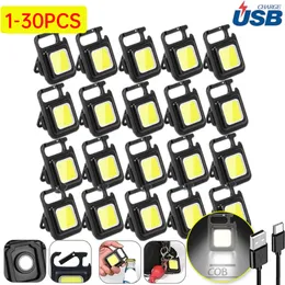 1-30pcs Mini Magnetic LED Taschenlampe 150-500ml USB wiederaufladbare Taschenlampe Tragbares Taschenschüsselkettenlicht für die Arbeitslampe im Freien