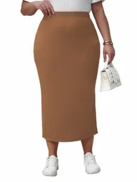تنانير Khaki بالإضافة إلى حجم 4XL High Weist Midi Office Lady Casual Evening Club Party Wear Bodyc Pencil Skirt New O2AU#